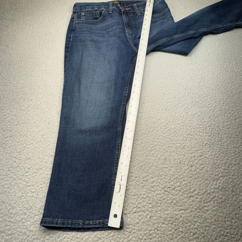 Lee Jeans Womens 30x22 Blue Capri Crop Straight Stretch Relaxed Fit Denim USA 8M - Picture 2 of 14